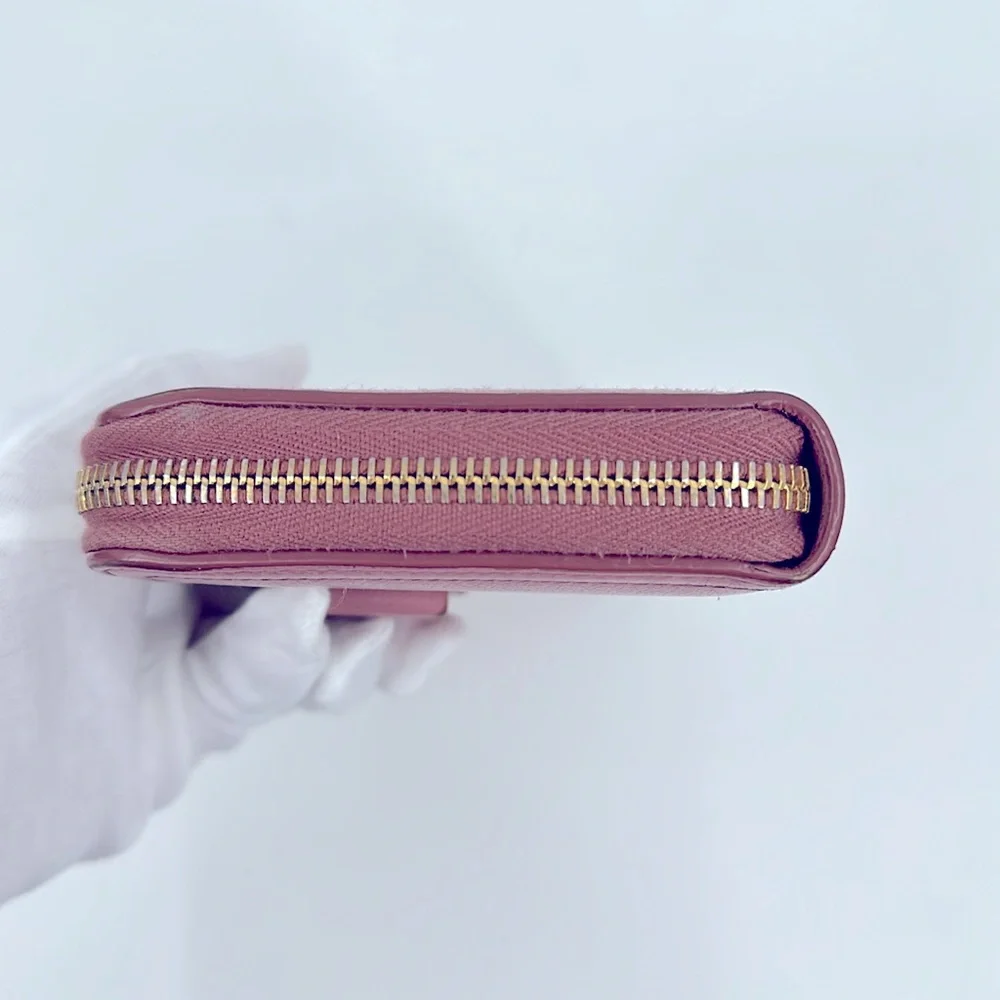 Authentic Prada Saffiano Vernice Leather Bow Zip Wallet-Pink - Picture 8 of 14